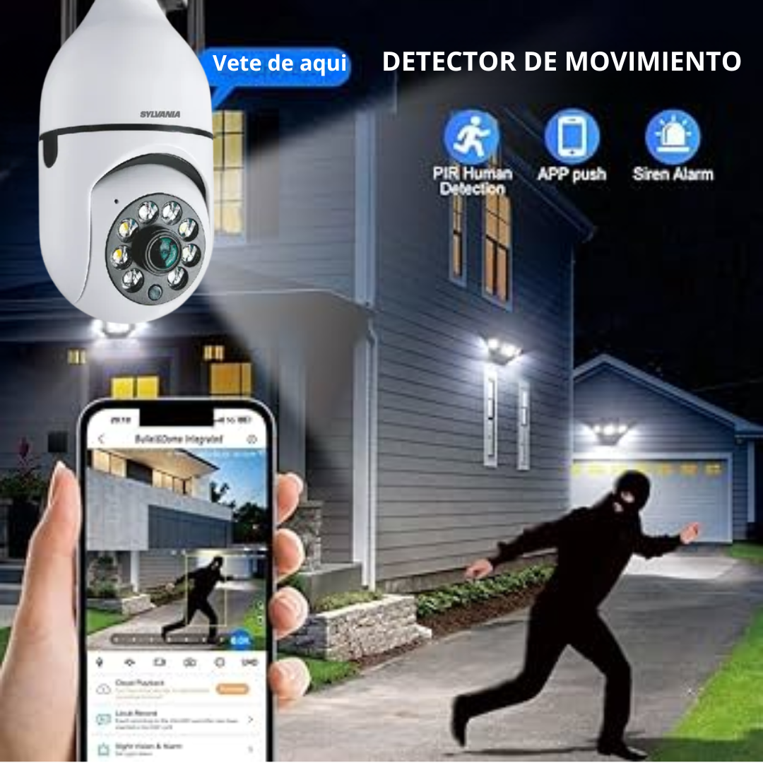 Cámara Bombillo Wifi 360 Grados Sensor De Movimiento