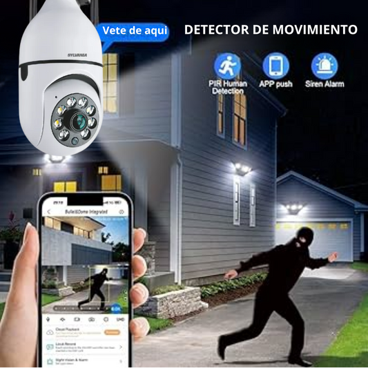 Cámara Bombillo Wifi 360 Grados Sensor De Movimiento